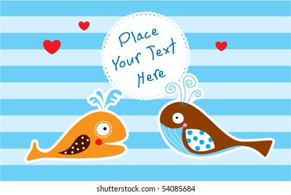 merry cute whale couple