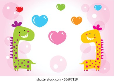merry dinosaur couple doodle