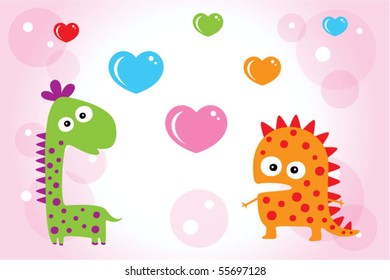 merry dinosaur couple doodle