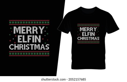 Fröhliche Weihnachts-Shirt-Design-Vektorgrafik. Dieses Design kann in Taschen, Plakaten, Aufklebern, Beuteln und auch in verschiedenen Drucksachen verwendet werden.