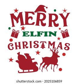 Fröhliches Elfin Christmas T-Shirt, Vektordesign.