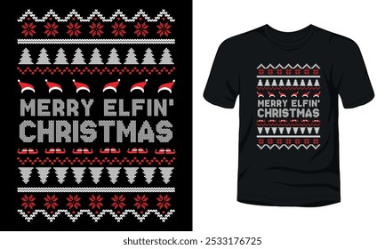 Merry Elfin' Christmas ugly sweater design