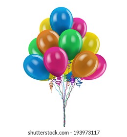 merry festive colored balloons on white background