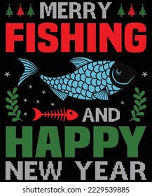 merry fishing christmas t shirt