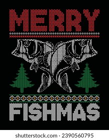 MERRY FISHMAS JUMPER VECTOR TSHIRT DESIGN