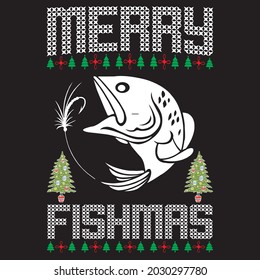 Merry Fishmas t shirt design, vector file.