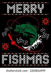 Merry Fishmas T-shirt Design Template