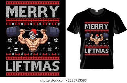 merry fitmas-christmas t-shirt design template