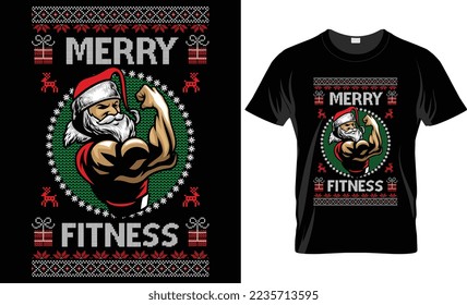 merry fitness-Christmas t-shirt design template