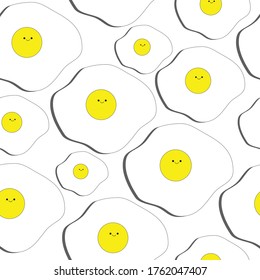Merry fried eggs pattern vector illustration