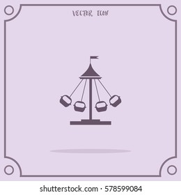 Merry go round. Carousel sign. Circus  Vector Icon.