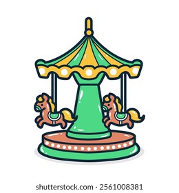 Merry go round hand drawn vector illustration