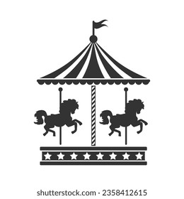 Merry go round horse ride icon. Simple illustration of merry go round horse ride icon flat style sign vector