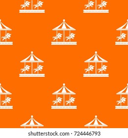 Merry go round horse ride pattern repeat seamless in orange color for any design. Vector geometric illustration