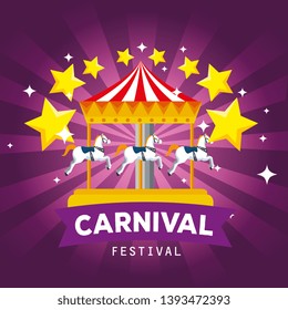 merry go round with stars decoration to carnival festival celebration