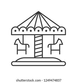 Merry go round vector icon, amusement park related line design