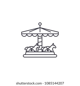 merry go round vector line icon, sign, illustration on background, editable strokes