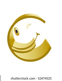 Merry gold sign of euro on a white background