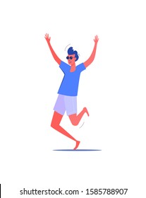 Merry guy in glasses. Casual free person flat vector illustration. Leisure activity, hobby concept for banner, website design or landing web page.