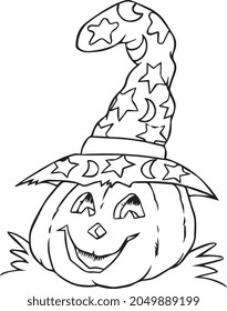 Merry Halloween pumpkin in a cap.