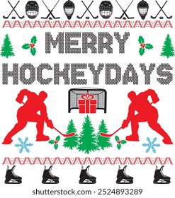 Frohe Hockeydays, Hockey Ugly Christmas, Hockey, Eishockey, Wintersport