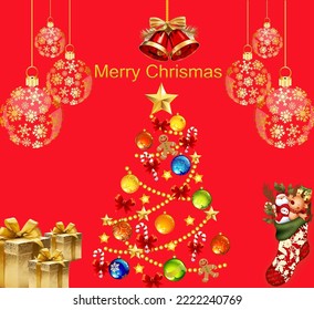  merry holiday greeting  celebration winter vector tree  card illustration season background decoration design happy festive gift star decorative symbol ornament. 