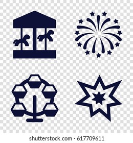 Merry icons set. set of 4 merry filled icons such as fireworks