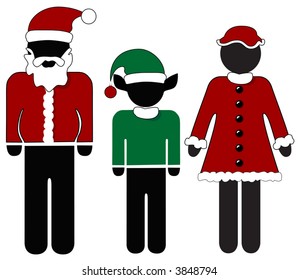 Feliz símbolo internacional para Santa Claus, Sra. Claus, Elf. Personal de Navidad. Gente de vacaciones.