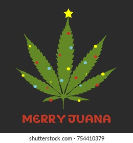 Merry Juana cannabis Blatt Baum Postkarte, Vektorgrafik