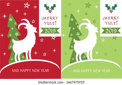 Merry Jule Card, Merry Yule Card, Viking Card, Goat Viking, Christmas Card