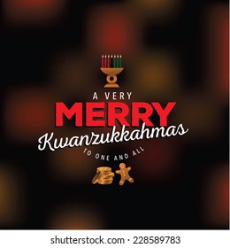 Merry Kwanzukkahmas card Combines Kwanzaa, Hanukkah and Christmas EPS 10 vector