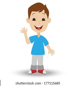 merry little boy on white background, vector illustration