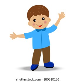 merry little boy on white background, vector illustration