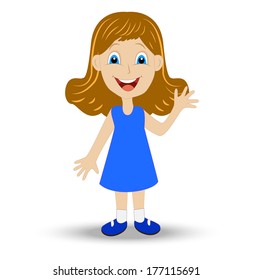 merry little girl on white background, vector illustration