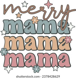 Merry Mama Mama Boho Christmas T shirt Design