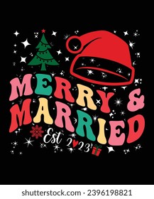 MERRY AND MARRIED EST 2023 TSHIRT DESIGN