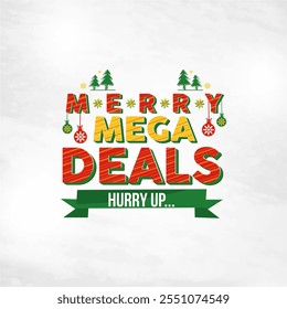 Merry Mega Deals Shopping Offers Logo Unit Vector 