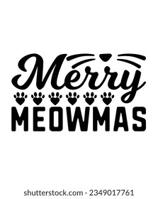 Merry meow mas, Christmas SVG, Funny Christmas Quotes, Winter SVG, Merry Christmas, Santa SVG, typography, vintage, t shirts design, Holiday shirt svg