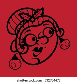 Merry Mrs. Claus - Christmas Vector Icon