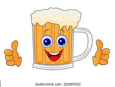 merry mug of beer on a white background, vector illustration