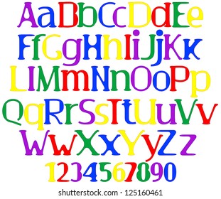 merry multicolored set of decorative letters and numbers