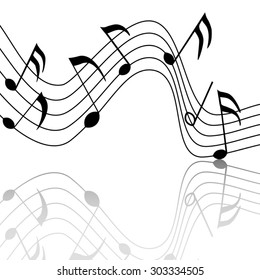 merry musical notes with a nice reflection