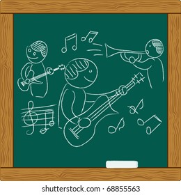 merry musicians with musical instruments