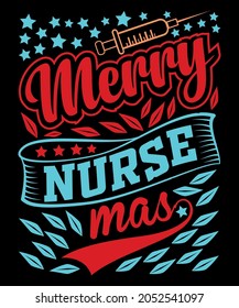 MERRY NURSE MAS CHRISTMAS T-SHIRT DESIGN