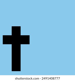 Merry Orthodox Christmas background with cross silhouette and Copy Space Area