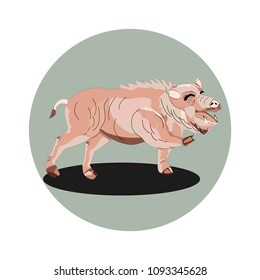 The merry pig is realistic, beautiful, with a small tail