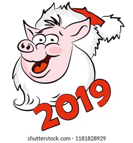 Merry pig, symbol of the year 2019 - yellow earth pig, happy new year 2019, background for presentation, printing, website, banner, poster, calendar, background for picture, business card, notebook