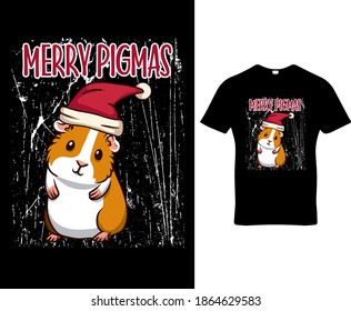 Merry Pigmas. Guinea pig quote custom graphic typography t-shirt design template vector.Premium quality logo concept illustration