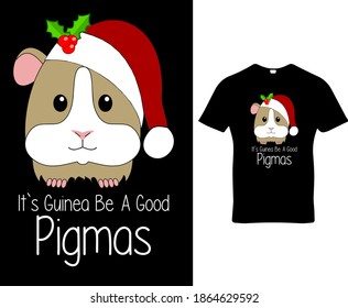 Merry Pigmas. Guinea pig quote custom graphic typography t-shirt design template vector.Premium quality logo concept illustration