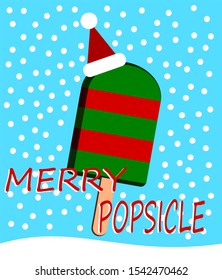 Merry popsicle design with snow and Santa hat